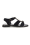 Schwarze Sandalen aus echtem Leder mit ovalen Metall-Accessoires im Pittarello-Look IF10328