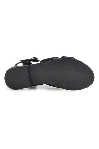 Schwarze Sandalen aus echtem Leder mit ovalen Metall-Accessoires im Pittarello-Look IF10328