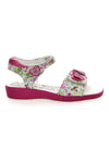 Snoopy-Sandalen 09161141 Weißes und fuchsiafarbenes Blumenmuster