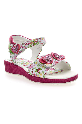 Snoopy-Sandalen 09161141 Weißes und fuchsiafarbenes Blumenmuster