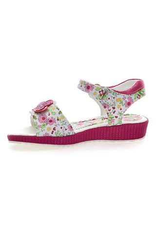 Snoopy-Sandalen 09161141 Weißes und fuchsiafarbenes Blumenmuster
