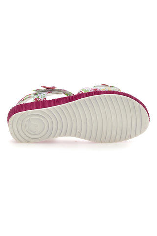 Snoopy-Sandalen 09161141 Weißes und fuchsiafarbenes Blumenmuster