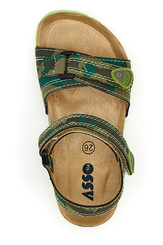 Asso 7711 Grüne Camouflage-Sandale mit Riemen