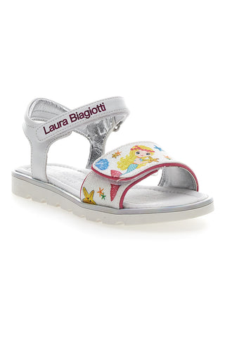 Sandali L. Biagiotti 7924 Bianchi stampa sirenette