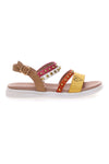 Gelbe und rote Sandalen mit Sweet Years-Nieten 8363