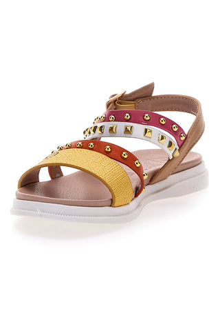 Gelbe und rote Sandalen mit Sweet Years-Nieten 8363