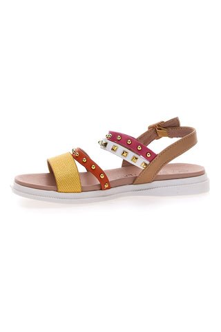 Gelbe und rote Sandalen mit Sweet Years-Nieten 8363