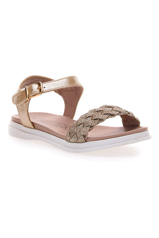 Goldene Sandale mit Webmuster und Riemen SWEET YEARS 0377