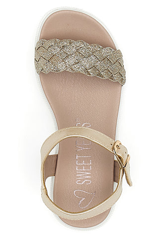 Goldene Sandale mit Webmuster und Riemen SWEET YEARS 0377