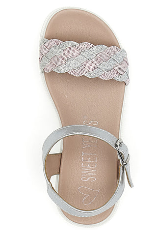 Silberne Sandalen mit Riemen und weicher Sohle SWEET YEARS 0377