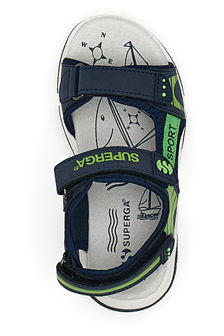 Blaue und grüne Sandalen mit Klettbändern Superga 63479