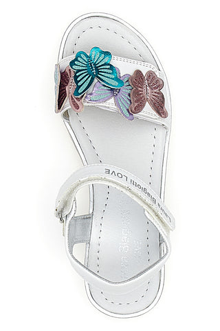 Weiße Sandalen mit Schmetterlingen Laura Biagiotti 8466