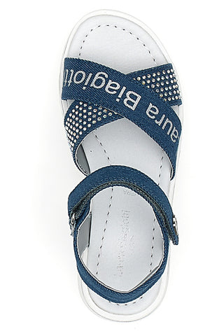 Jeanssandalen mit Strasssteinen und Glitzer Laura Biagiotti 9045