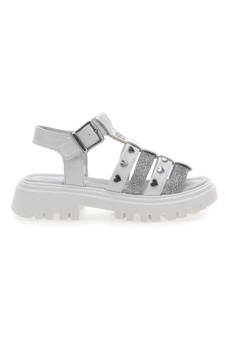 Sandali Fisherman Bianchi Con Applicazioni Argento e Brillantini Laura Biagiotti 9021