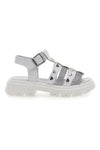 Weiße Fischersandalen mit Silber- und Glitzerapplikationen Laura Biagiotti 9021