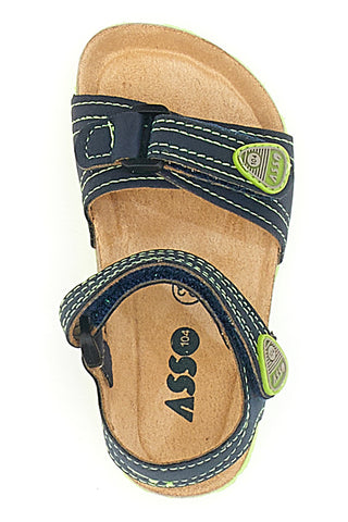 Blaue und grüne Freizeitsandalen für Kinder Asso 13606