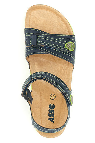 Blaue Sandalen für Jungen mit grüner Sohle ASSO 13569