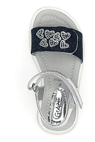 Jeans- und Silbersandalen mit Tränenverschluss Grazie Girl 218734