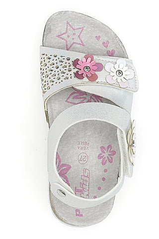 Sandali Bianchi con Glitter e Strappi In Velcro Pitt Kids 14417