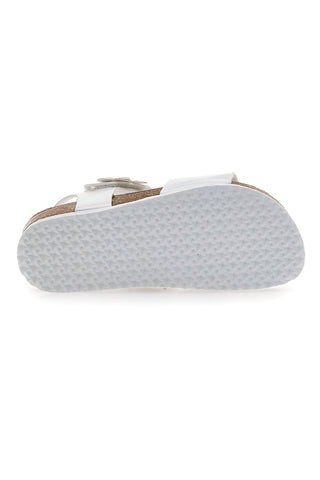 Weiße und rosa Sandalen mit Blumenapplikationen Pitt Kids 14417