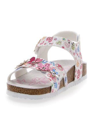 Weiße und rosa Sandalen mit Blumenapplikationen Pitt Kids 14407