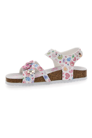 Weiße und rosa Sandalen mit Blumenapplikationen Pitt Kids 14407