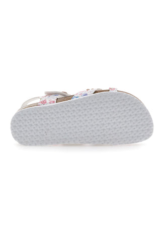 Weiße und rosa Sandalen mit Blumenapplikationen Pitt Kids 14407