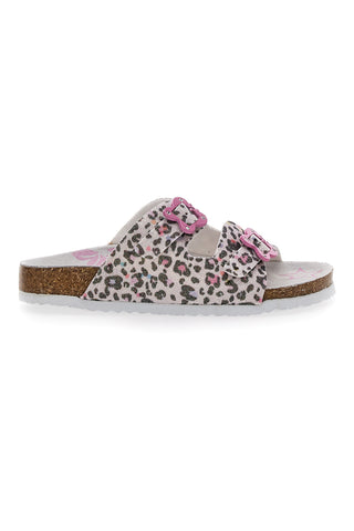 Ciabatte Bianche Leopardate con Dettagli Rosa Pitt Kids 14459
