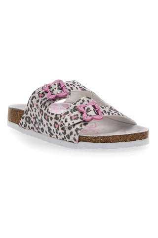 Weiße Leoparden-Hausschuhe mit rosa Details Pitt Kids 14459
