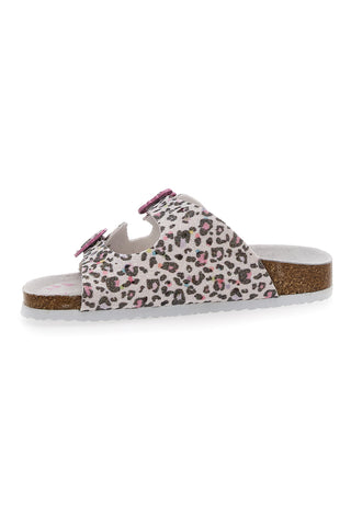 Weiße Leoparden-Hausschuhe mit rosa Details Pitt Kids 14459
