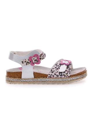 Weiße Sandalen mit Leopardenmuster und Riemen Pitt Kids 14453