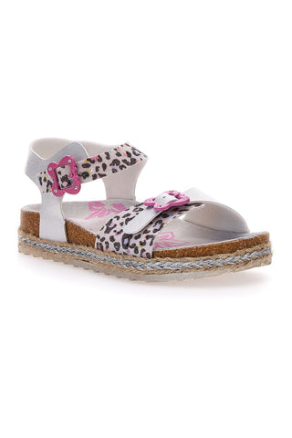 Sandali Bianchi Leopardati Con Cinturino Pitt Kids 14453