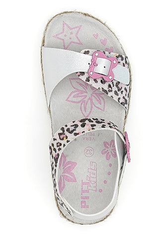 Weiße Sandalen mit Leopardenmuster und Riemen Pitt Kids 14453