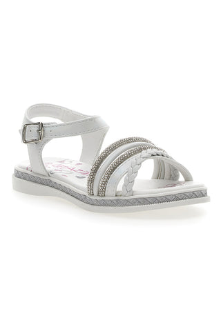 Weiße Sandalen mit Strasssteinen Grazie Girl 14327