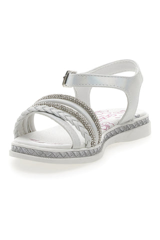 Weiße Sandalen mit Strasssteinen Grazie Girl 14327
