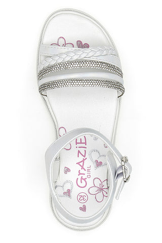 Weiße Sandalen mit Strasssteinen Grazie Girl 14327