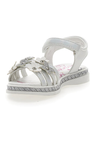 Sandali Bianchi Eleganti con Fiori e Farfalle Grazie Girl 14339