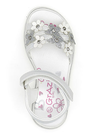 Sandali Bianchi Eleganti con Fiori e Farfalle Grazie Girl 14339