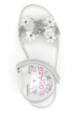Weiße Sandalen mit Blumen Grazie Girl 14339
