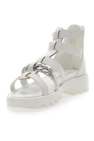 Sandali Bianchi con Cerniera e Catenella Grazie Girl 14355