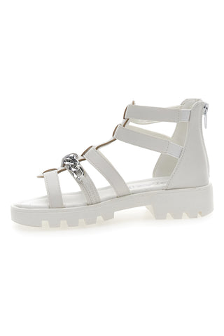 Sandali Bianchi con Cerniera e Catenella Grazie Girl 14355