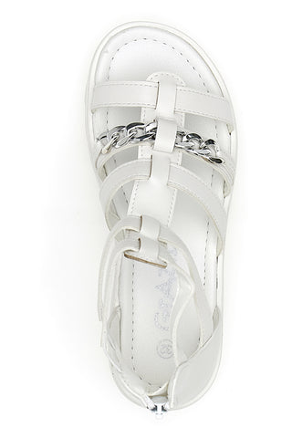 Sandali Bianchi con Cerniera e Catenella Grazie Girl 14355