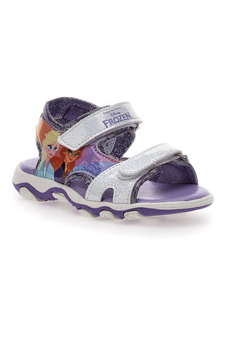 Lila und silberne Sandalen mit Klettverschluss, Frozen 17308