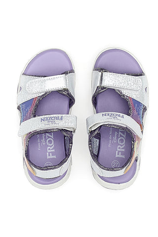 Lila und silberne Sandalen mit Klettverschluss, Frozen 17308