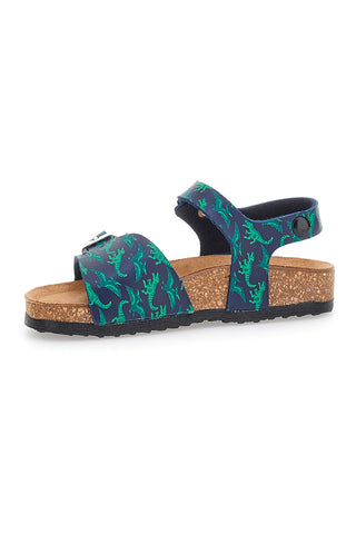 Sandali Blu con Dinosauri Verdi Pittarello Bio 257066