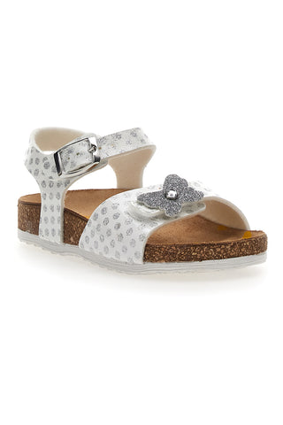 Weiße gepunktete Riemchensandalen Pittarello Bio 257112