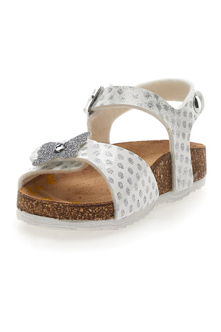 Weiße gepunktete Riemchensandalen Pittarello Bio 257112