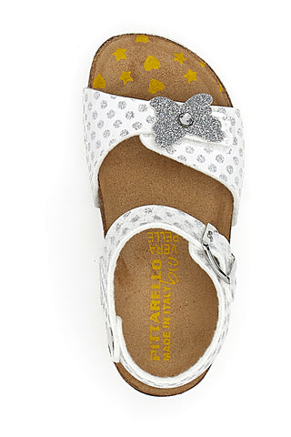 Weiße gepunktete Riemchensandalen Pittarello Bio 257112