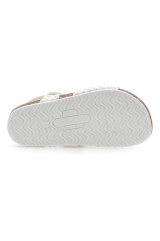Sandali Bianchi con Pois e Farfalla Argento Glitter Pittarello Bio 257112