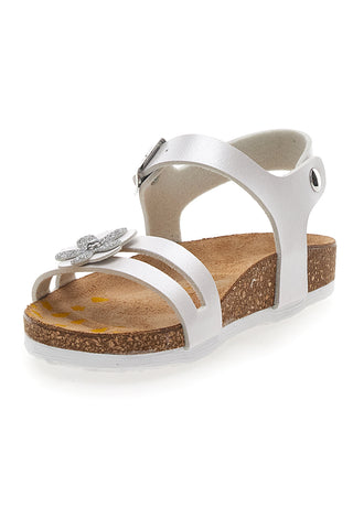 Weiße Sandalen mit Bio-Pitarello-Blume 257007